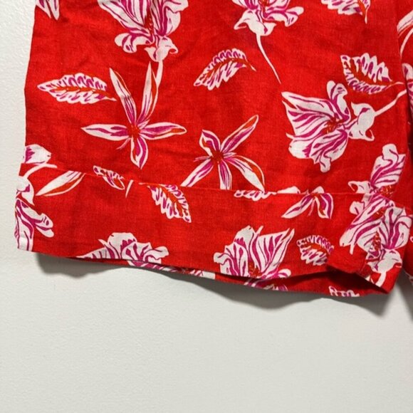 Joie Red Floral Linen Blend Shorts – Women’s Size 8 - Picture 4 of 10